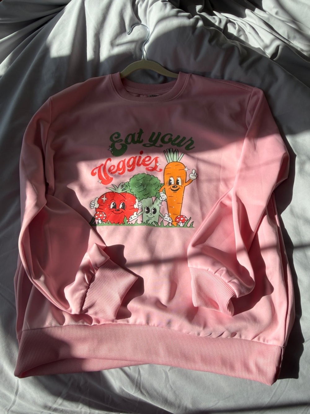Pink "Eat Your Veggies" Graphic Sweatshirt
